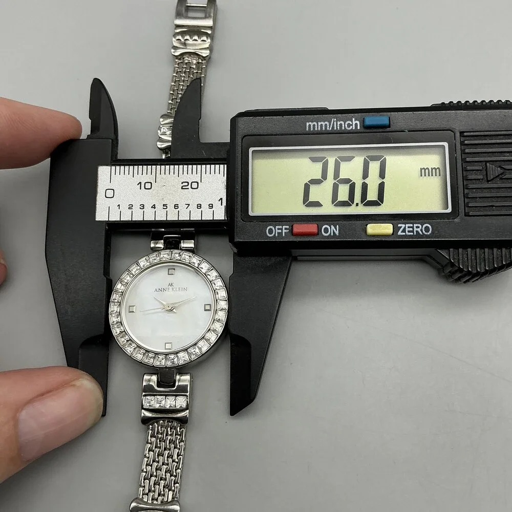 Anne Klein Womens Watch 26mm MOP Dial Silver Tone Crystals New Battery 7.25